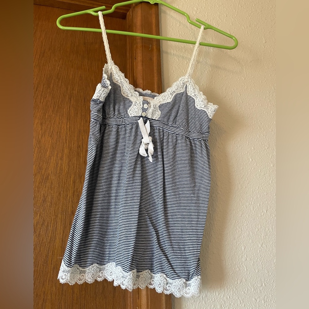 Striped Lace Trim Flowy Cami Top